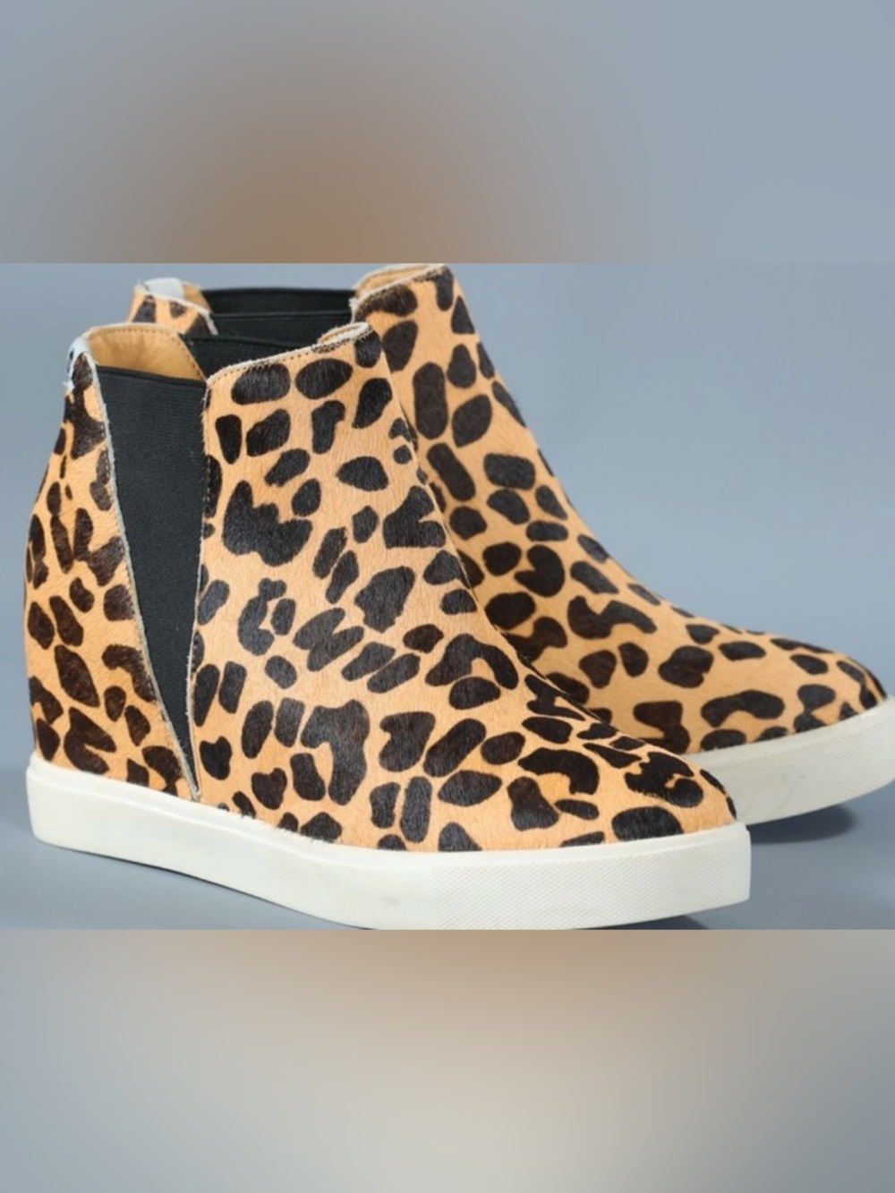 Coconuts by Matisse Leopard Print Faux Fur Hidden Wedge Sneaker Booties 9M